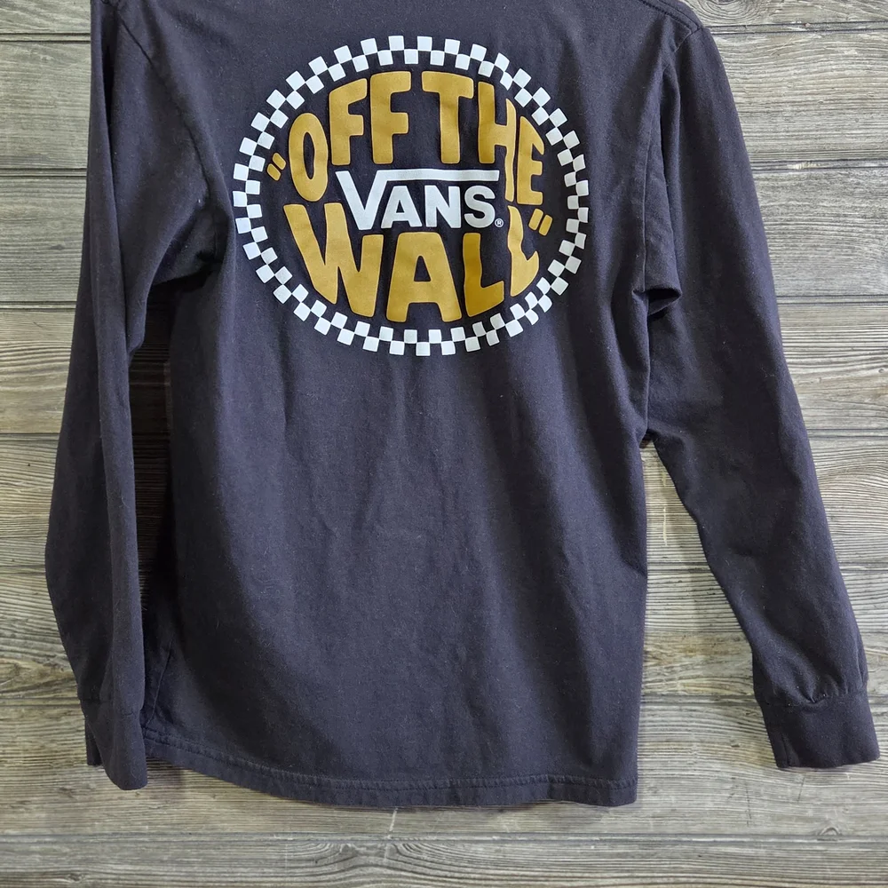 Vans Off The Wall Logo Graphic Long Sleeve Tee Black Men's Size Small